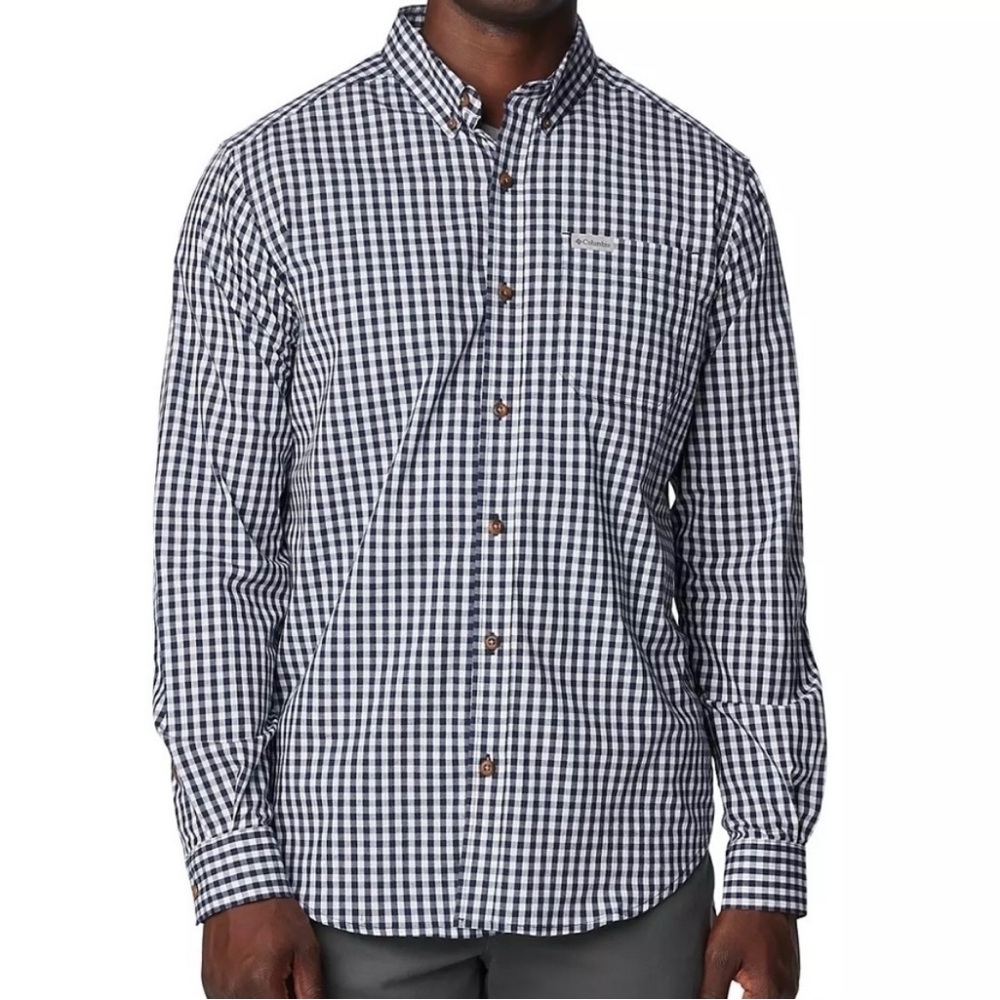 New! Columbia Rapid Rivers II Gingham Plaid Long Sleeve Button Down Shirt